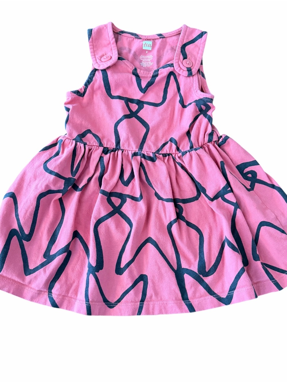 Tea Collection Pink/gray Girls Scribble Print Sleeveless Dress size 2
